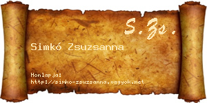 Simkó Zsuzsanna névjegykártya